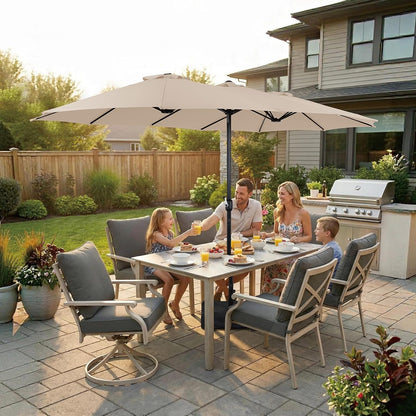AE Outdoor 15FT Extra Large Double-Sided Patio Umbrella with Base Included
