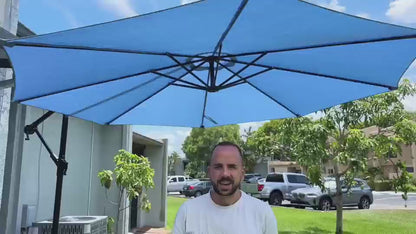 AE Outdoor 10FT Offset Patio Umbrella with Infinite Tilt & Cross Base